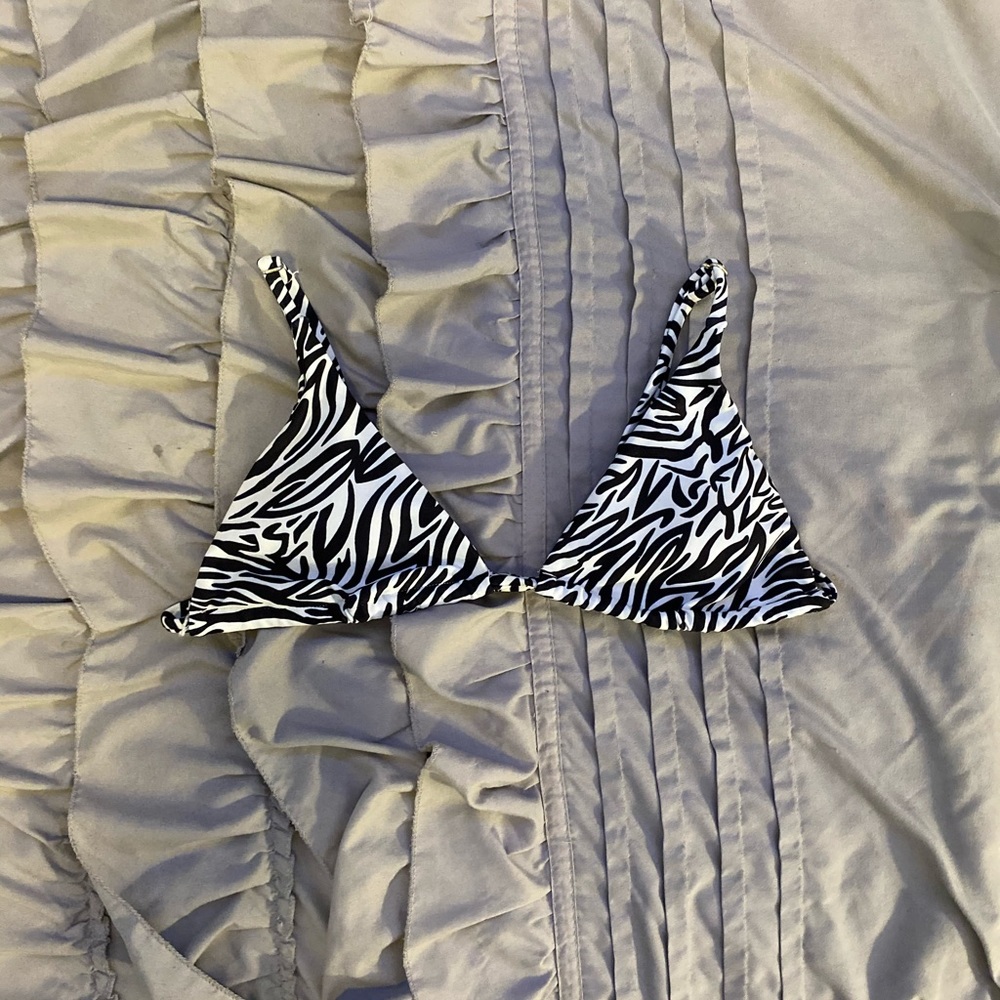shein zebra triangle bikini top
